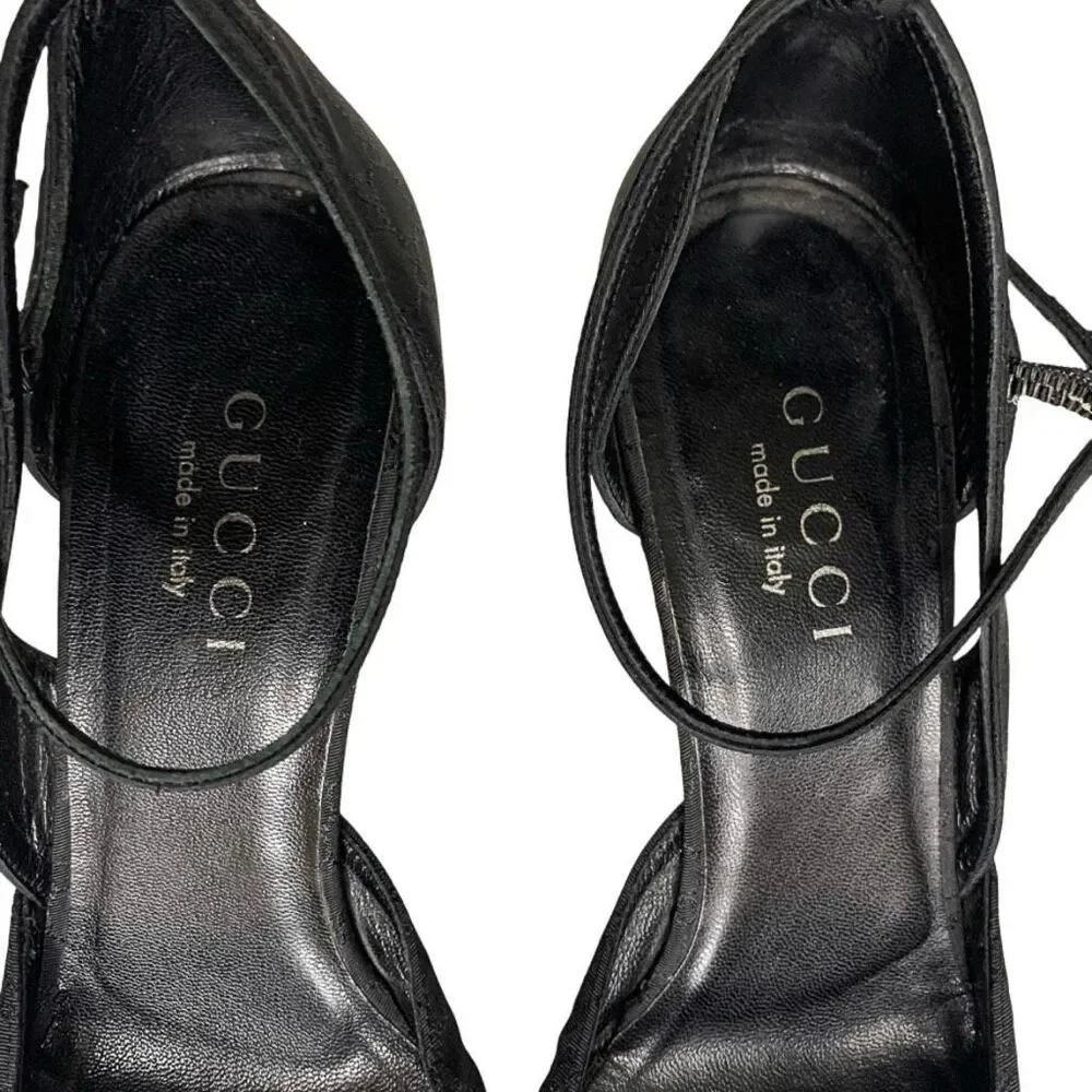 Gucci Microguccissima Black Nylon Heels D'Orsay Interlocking GG Logo Pumps US 7